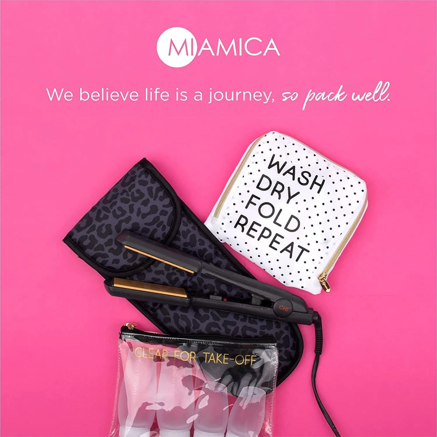 Miamica 3-Piece Packing Cubes, Lemon Yellow Pink Orange Design – Includes Small, Medium and Large Suitcase Organizers with Durable Design