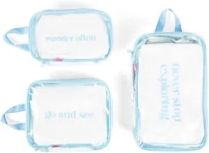 MIAMICA 3-Piece Packing Cubes, Light Blue Clear Design – Includes Small, Medium and Large Suitcase Organizers with Durable Design