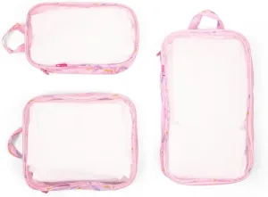 Miamica Women's Packing Cubes for Travel, 3-piece Organizing Set, Pink Floral