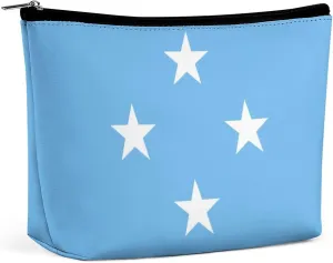 Micronesia Flag Portable Makeup Bag Travel-Friendly Cosmetic Organizer for Women and Girls