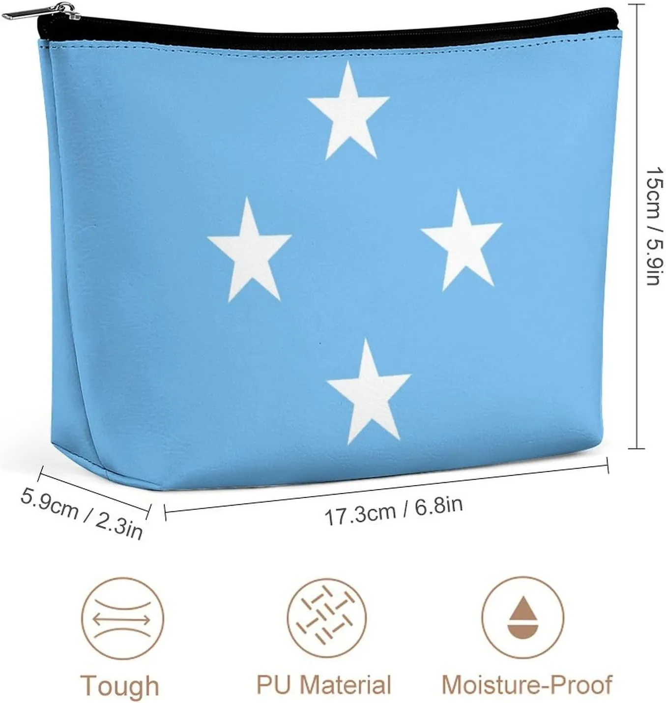 Micronesia Flag Portable Makeup Bag Travel-Friendly Cosmetic Organizer for Women and Girls