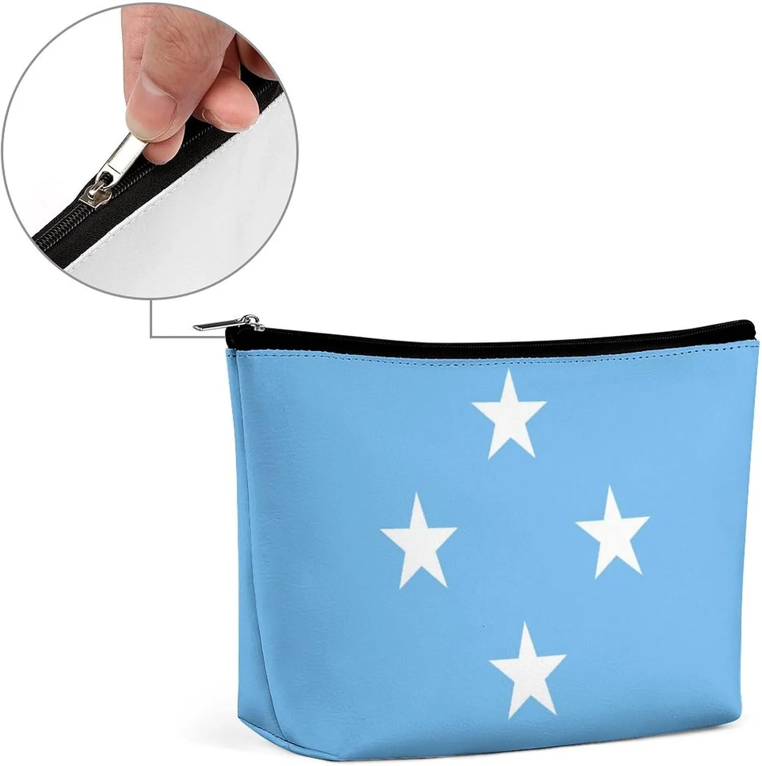 Micronesia Flag Portable Makeup Bag Travel-Friendly Cosmetic Organizer for Women and Girls