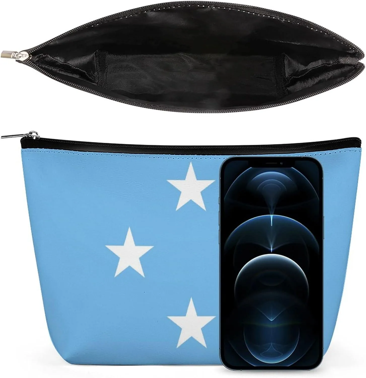 Micronesia Flag Portable Makeup Bag Travel-Friendly Cosmetic Organizer for Women and Girls