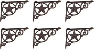 Midwest Craft House - 6 Cast Iron Rustic Star Wall Shelf Corbel Brackets