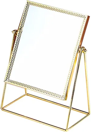 Mikinona Large Mirror Area Vanity Mirror Square Flower Lace Makeup Mirror Cosmetic Mirror Desk Mirror