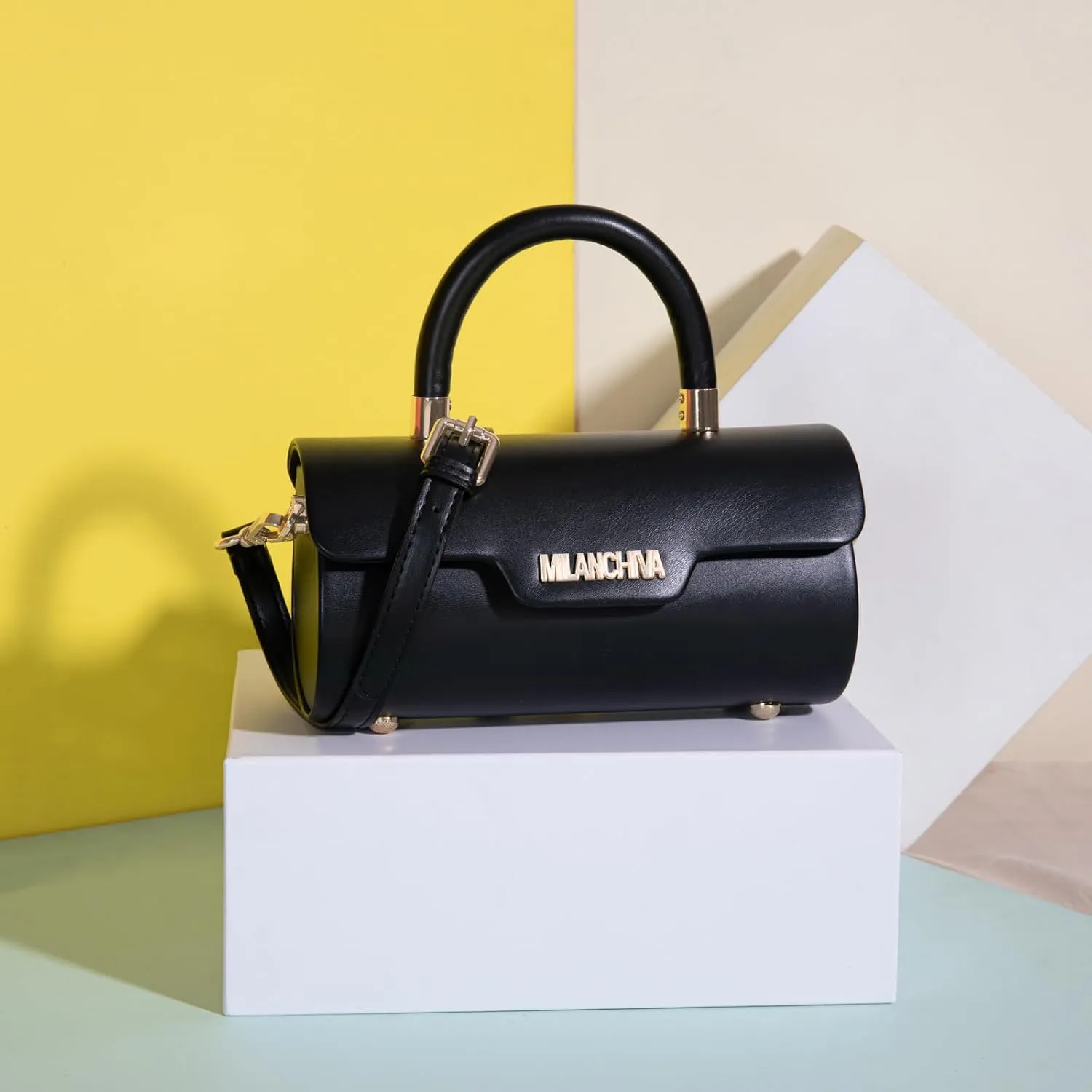 Milan Chiva Small Bags for Women Designer Mini Top Handle Purse Cute Handbags Barrel Shape Purse