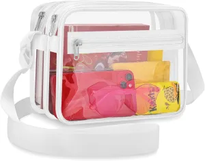 Mildbeer Clear Messenger Bag with 2 Compartments, Clear Crossbody Tote Bag for Stadium Events Concerts Festivals