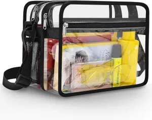 Mildbeer Clear Messenger Bag with 2 Compartments, Clear Crossbody Tote Bag for Stadium Events Concerts Festivals