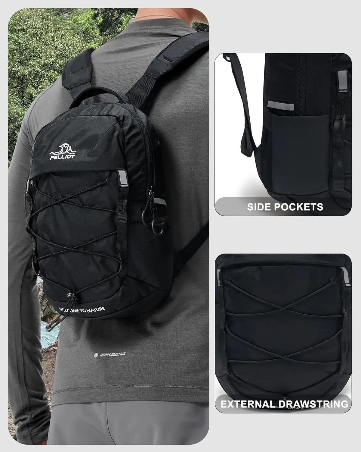 Mini Backpack 10L Water Repellent Casual Daypack Lightweight Hiking Backpack Small Back Pack for Women Men Black