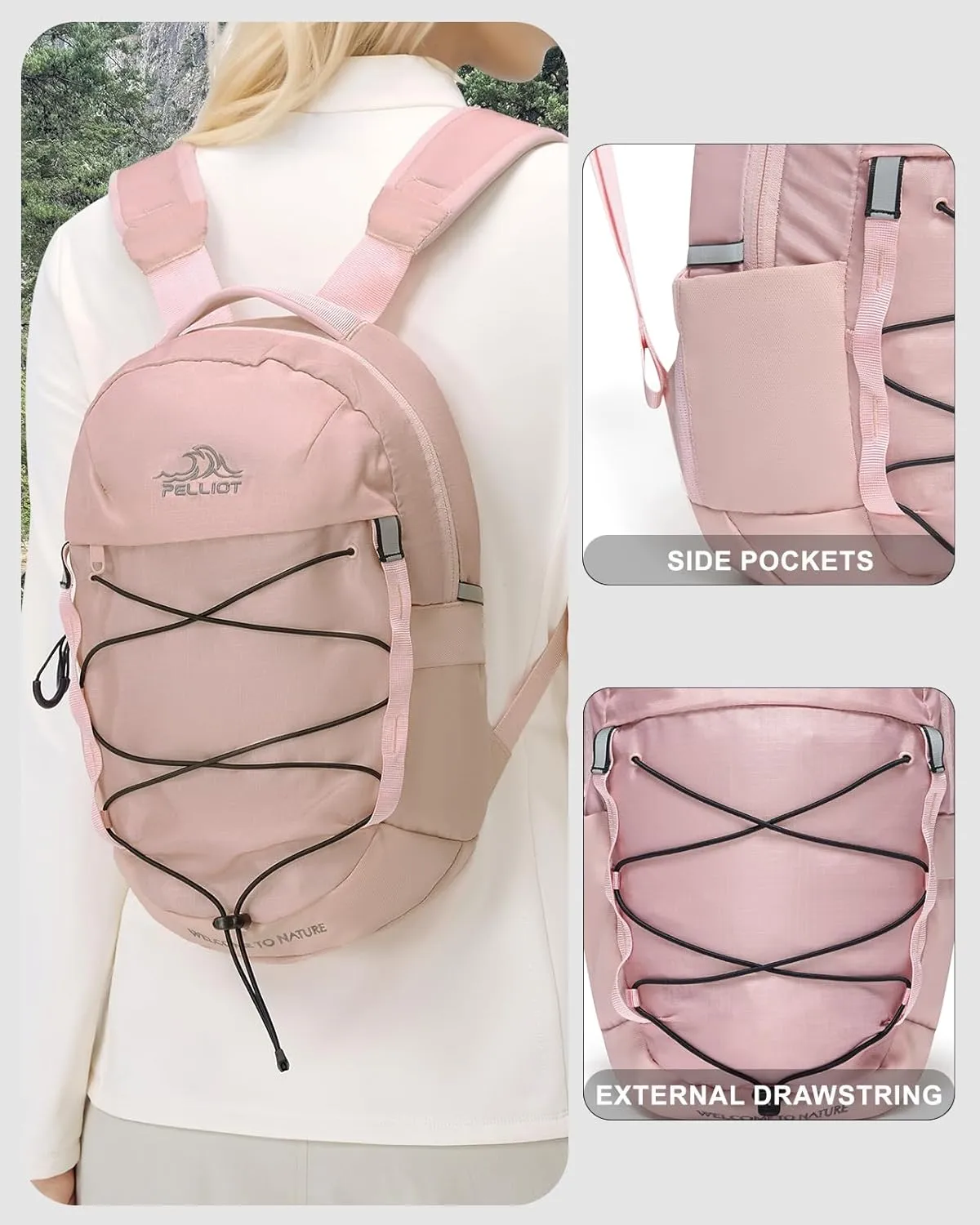 Mini Backpack 10L Water Repellent Casual Daypack Lightweight Hiking Backpack Small Back Pack for Women Men Pink