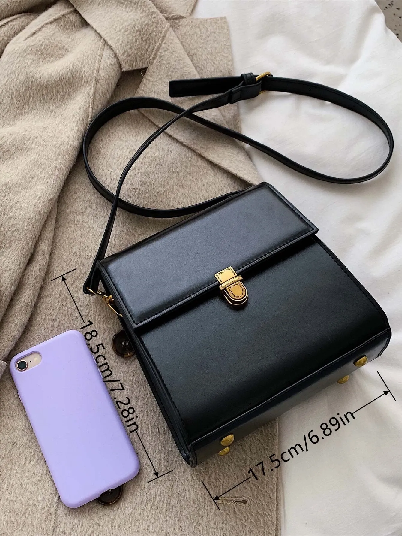 Mini Minimalist Snap Button Detail Flap Square Bag