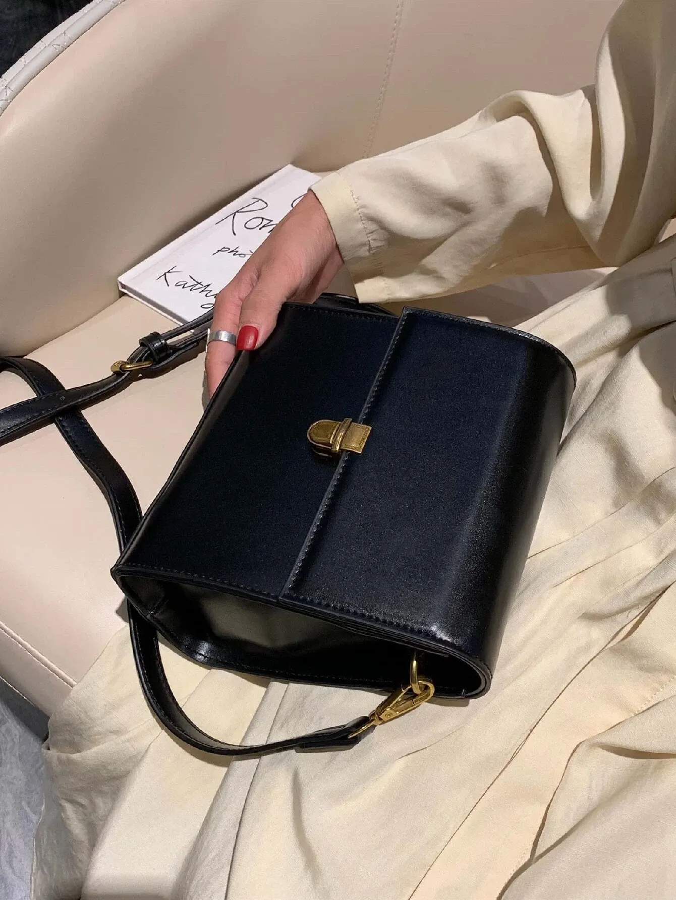 Mini Minimalist Snap Button Detail Flap Square Bag