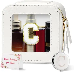 Mini Personalized Travel Makeup Organizer - Cute Clear Waterproof Cosmetic Bag with Zipper for Women
