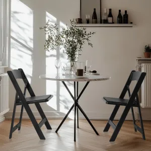 Minzan Folding Chair with Padded Seat for Family Gatherings, Outdoor Camping, Weddings (Black)