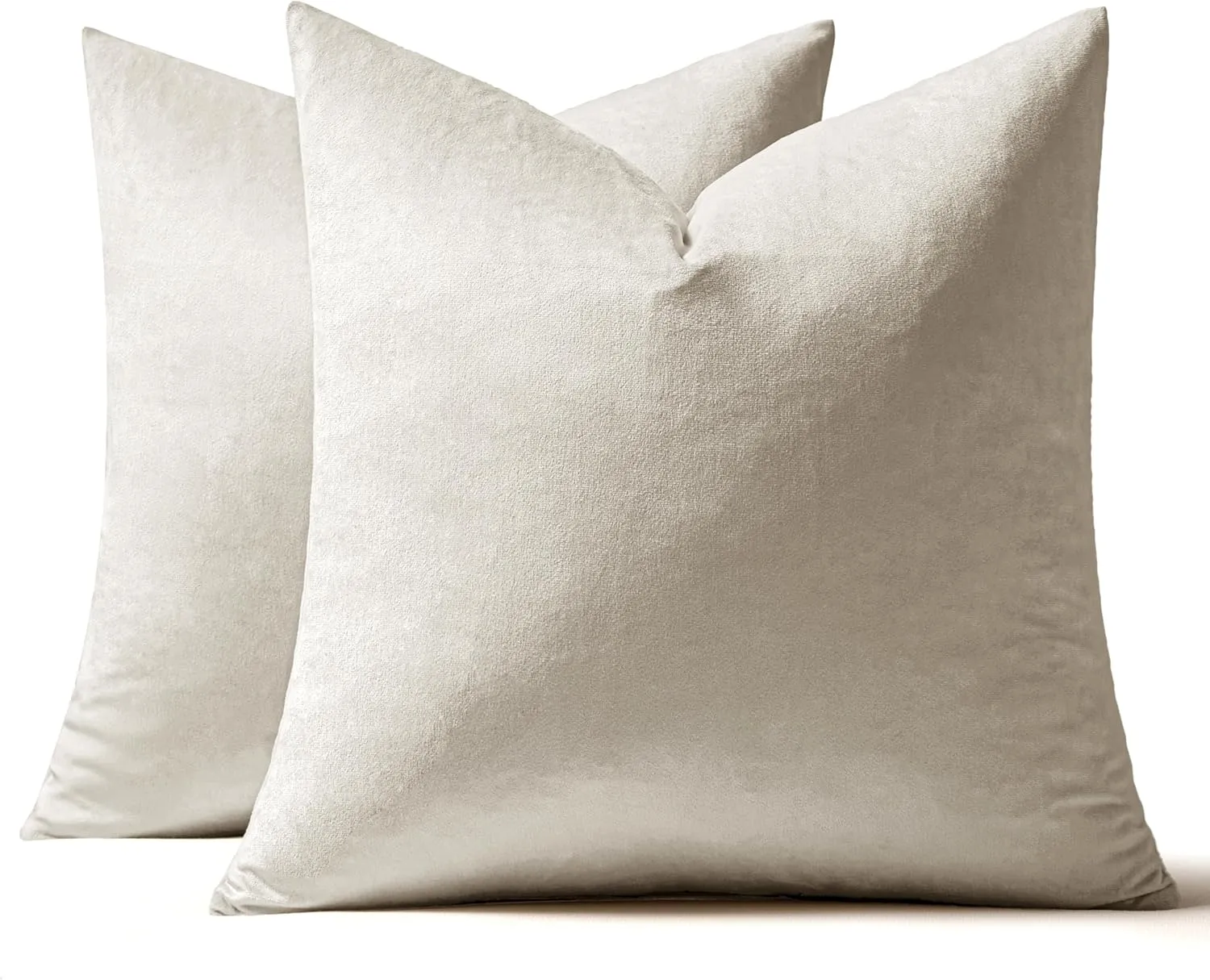 MIULEE Pack of 2 Velvet Soft Solid Decorative Square Throw Pillow Covers Set Christmas Cushion Cases Pillowcases for Spring Couch Sofa Bedroom Car 18x18 inch 45x45cm