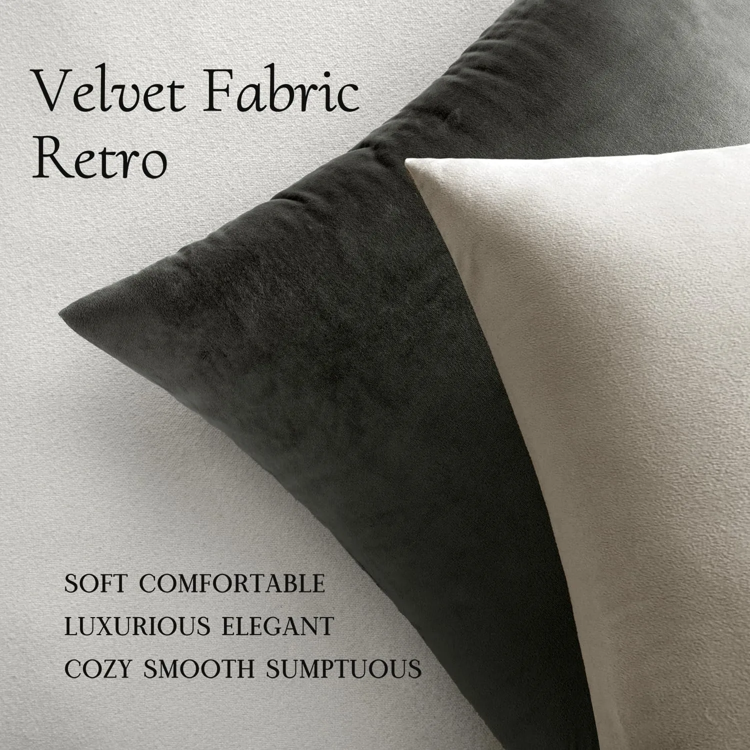 MIULEE Pack of 2 Velvet Soft Solid Decorative Square Throw Pillow Covers Set Christmas Cushion Cases Pillowcases for Spring Couch Sofa Bedroom Car 18x18 inch 45x45cm