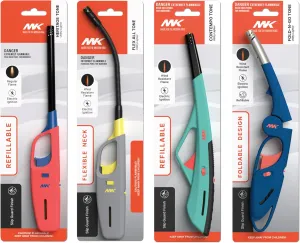 MK Multi-Purpose Classic and Flex Wand Candle Lighters - Assorted Long Durable Lighters, Ideal for Candles, Camping, Outdoor (Family Pack-3)