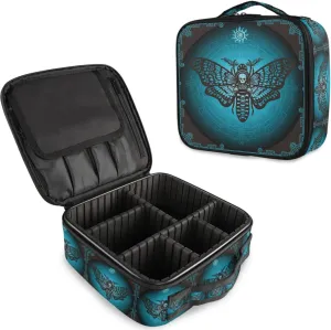 MNSRUU Travel Makeup Bag, Skull Makeup Bag Organizer Goth Butterfly Cosmetic Bag for Women Travel Toiletry Bag with Adjustable Dividers