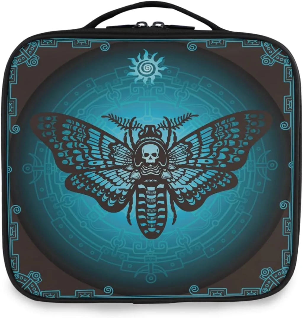 MNSRUU Travel Makeup Bag, Skull Makeup Bag Organizer Goth Butterfly Cosmetic Bag for Women Travel Toiletry Bag with Adjustable Dividers