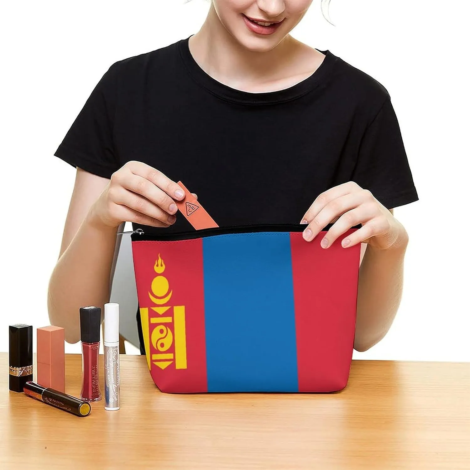 Mongolia Flag Travel-Friendly Cosmetic Bag Makeup Organizer Pouch for Women and Girls