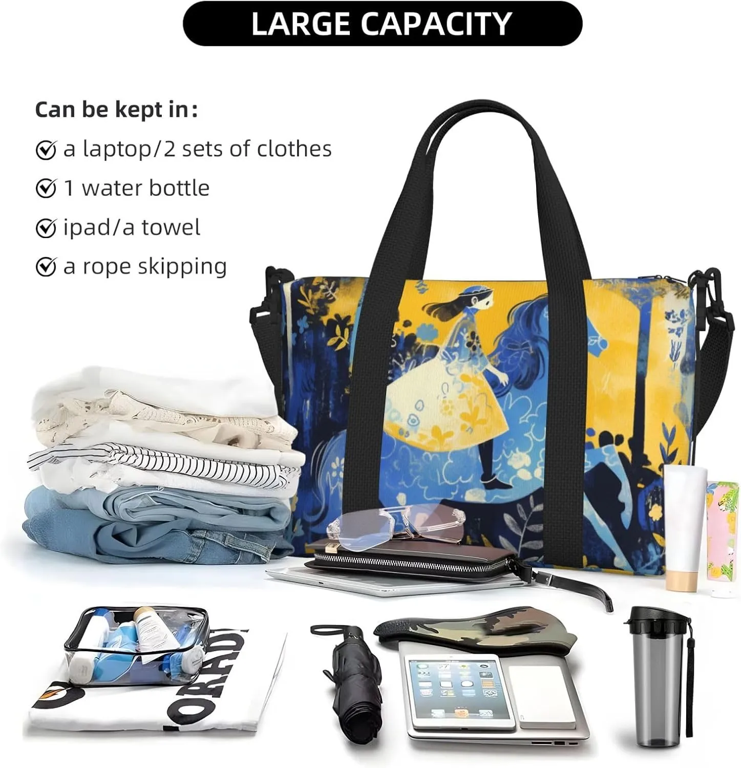 monkey riding print Travel Duffel Bag, Sports Tote Gym Bag, Swim Pool Bag Large Shoulder Tote Bag for Beach Weekender, 202-406-121