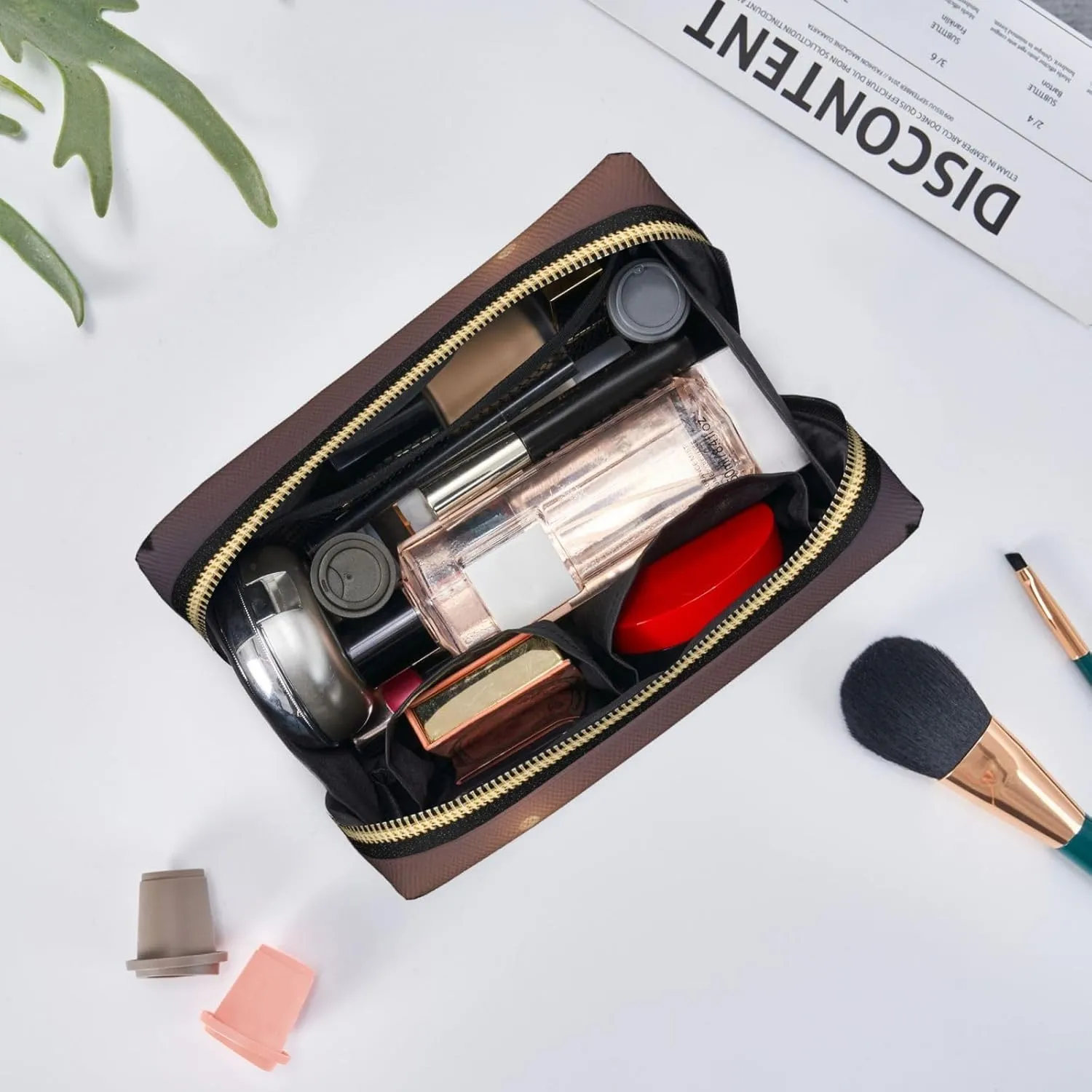 Moonlit Canoe Allagash River Leather Toiletry Travel Bag, Compact Makeup Organizer For Women