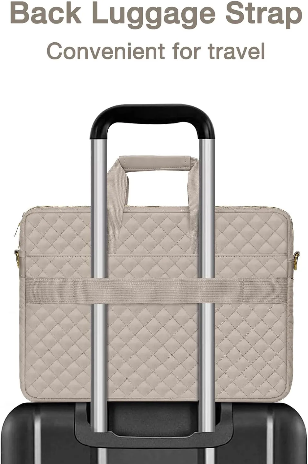 MOSISO 15-15.6 inch Laptop Bag, Briefcase for Women&Men, 16 inch Square Quilted Computer Messenger Bag Office Travel Business with 3 Pockets&Strap, Taupe Brown