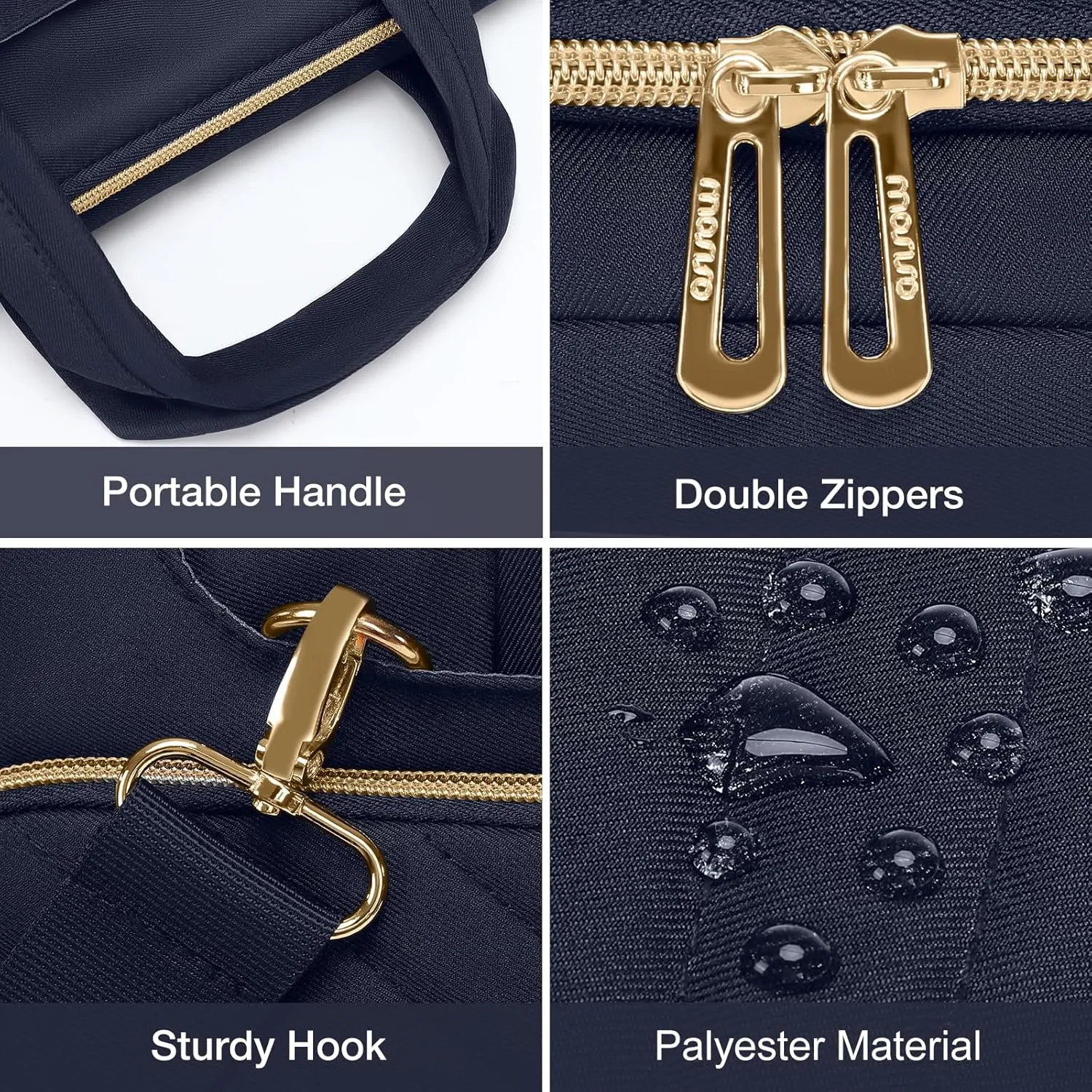 MOSISO 360 Protective Laptop Shoulder Bag,13-13.3 inch Computer Bag Compatible with MacBook Pro 14, HP, Dell, Asus Notebook,Messenger Briefcase with Front Quilted Raised Horizontal Pockets, Navy Blue