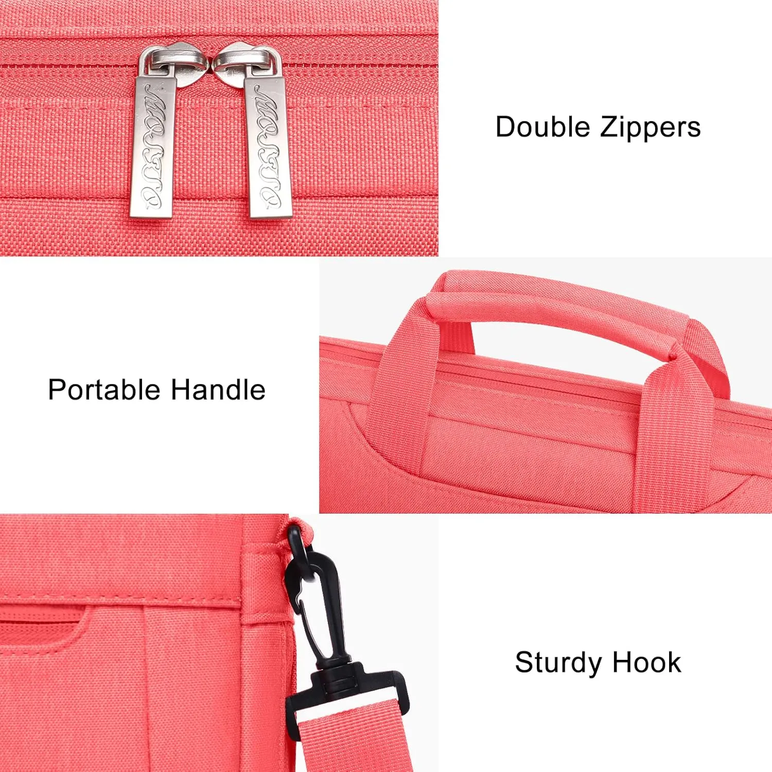 MOSISO Laptop Messenger Bag - Compatible with MacBook Air, MacBook Pro 13-14 inch, Adjustable Depth, Living Coral
