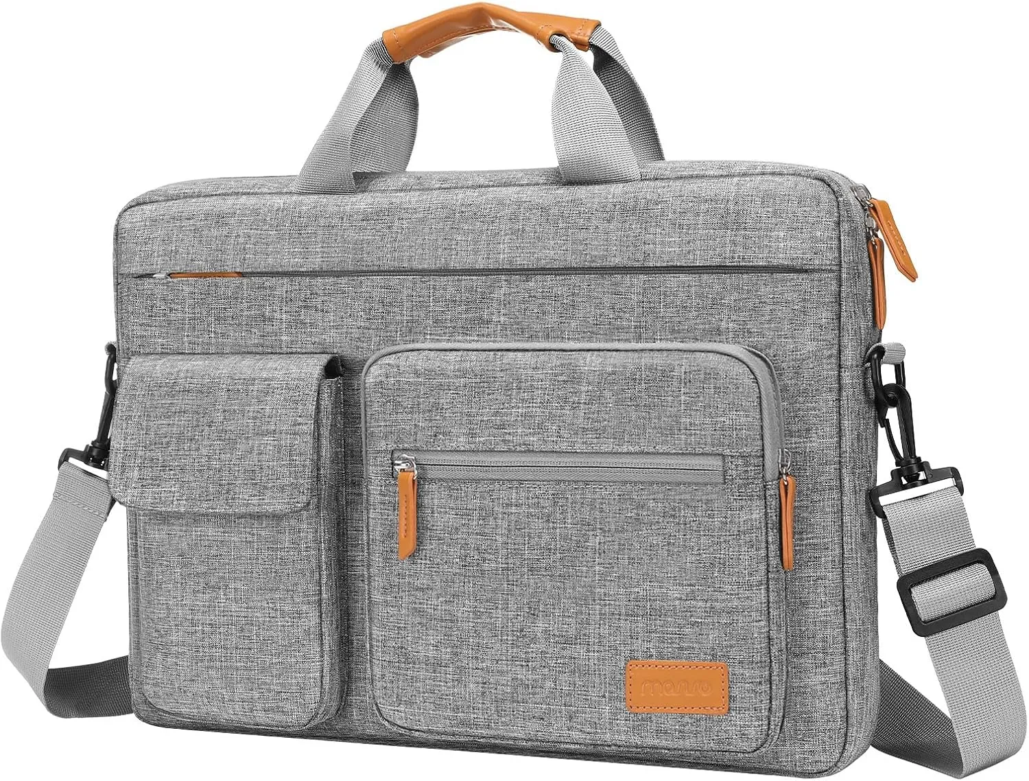 MOSISO Laptop Shoulder Bag, 15-15.6 inch Computer Bag Compatible with MacBook Pro 16, HP, Dell, Lenovo, Asus Notebook, Messenger Briefcase with 1 Raised & 1 Flapover & 2 Horizontal Pockets, Gray