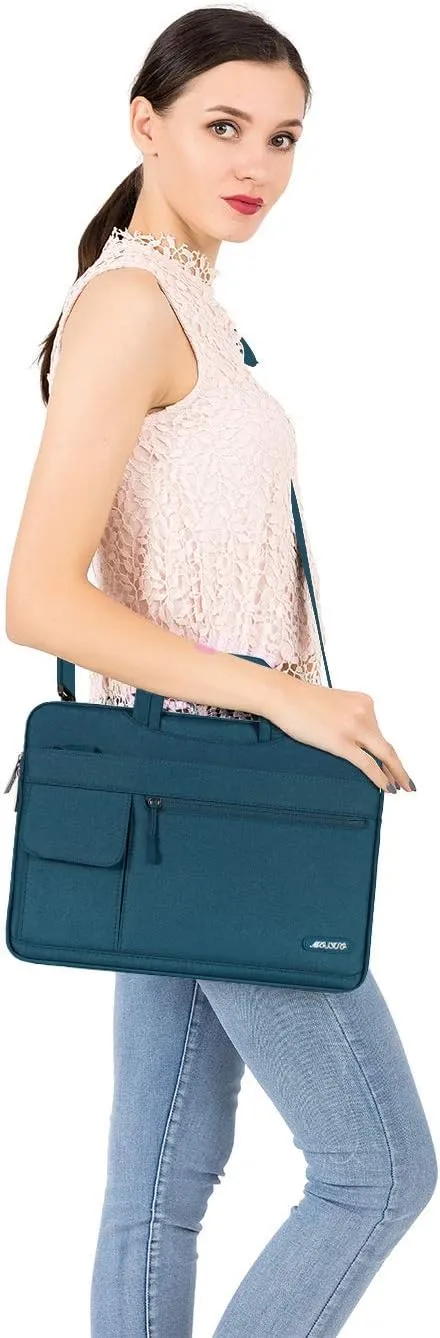 MOSISO Laptop Shoulder Bag Compatible with MacBook Air 13 inch M2 A2681 M1 A2337 A2179 A1932/Pro 13 M2 M1 A2338 A2251 A2289 A2159 A1989 A1706 A1708,Polyester Flapover Briefcase Sleeve Case, Deep Teal