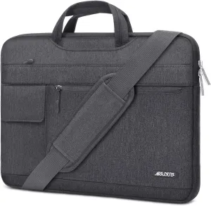 MOSISO Laptop Shoulder Bag Compatible with MacBook Air/Pro,13-13.3 inch Notebook,Compatible with MacBook Pro 14 inch M3 M2 M1 Pro Max 2023-2021,Polyester Flapover Briefcase Sleeve Case, Space Gray