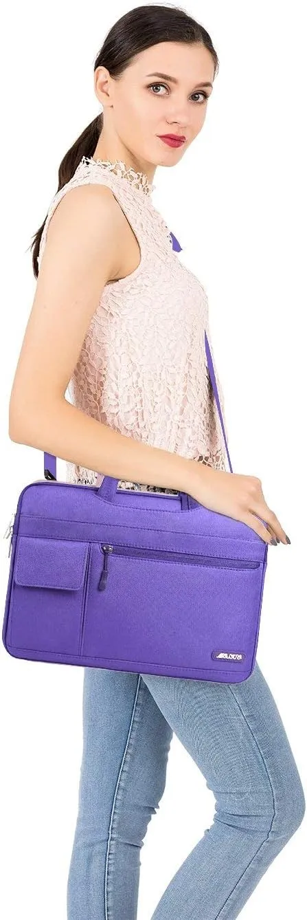 MOSISO Laptop Shoulder Bag Compatible with MacBook Air/Pro,13-13.3 inch Notebook,Compatible with MacBook Pro 14 inch M3 M2 M1 Pro Max 2023-2021,Polyester Flapover Briefcase Sleeve Case, Ultra Violet