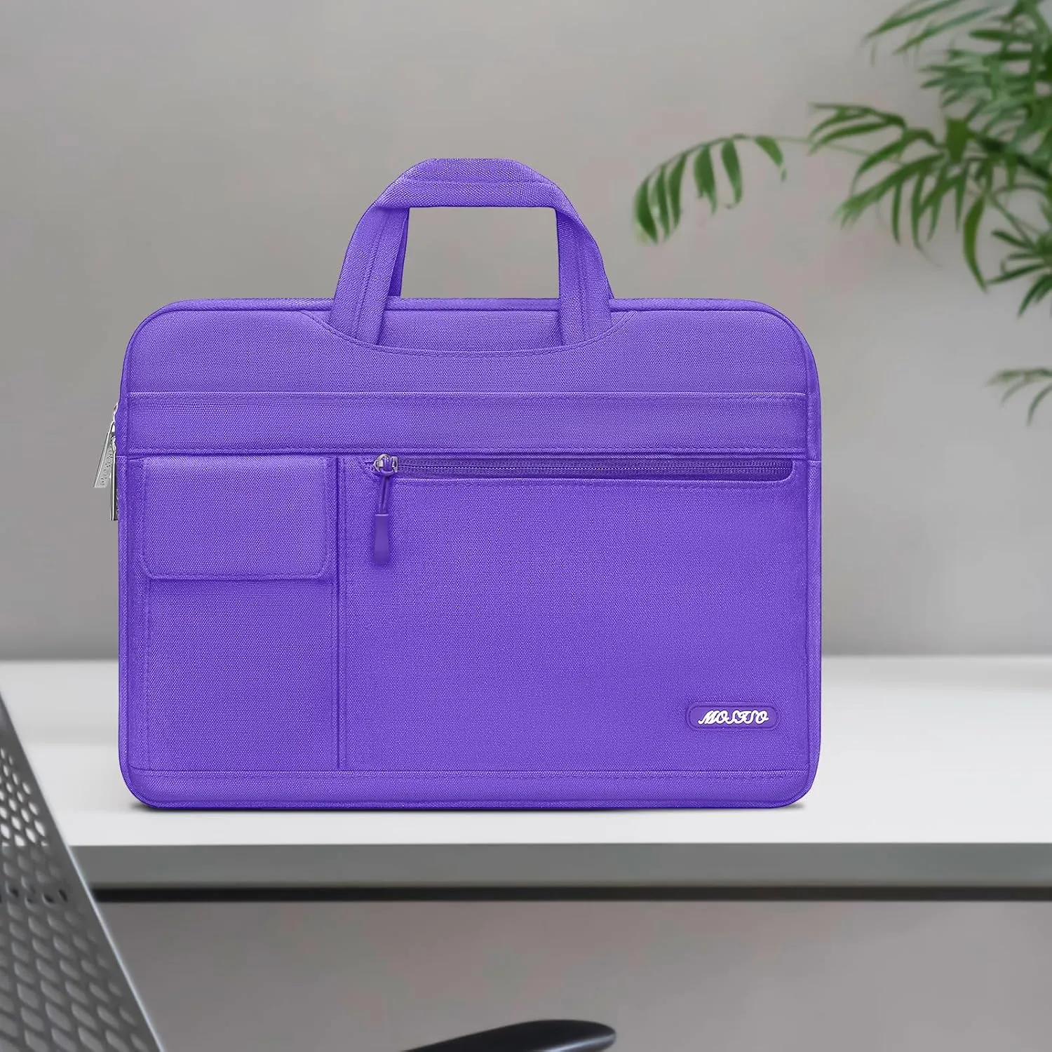 MOSISO Laptop Shoulder Bag Compatible with MacBook Air/Pro,13-13.3 inch Notebook,Compatible with MacBook Pro 14 inch M3 M2 M1 Pro Max 2023-2021,Polyester Flapover Briefcase Sleeve Case, Ultra Violet