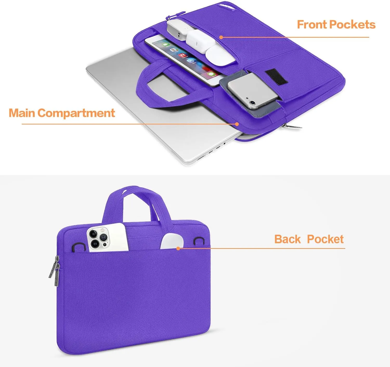 MOSISO Laptop Shoulder Bag Compatible with MacBook Air/Pro,13-13.3 inch Notebook,Compatible with MacBook Pro 14 inch M3 M2 M1 Pro Max 2023-2021,Polyester Flapover Briefcase Sleeve Case, Ultra Violet
