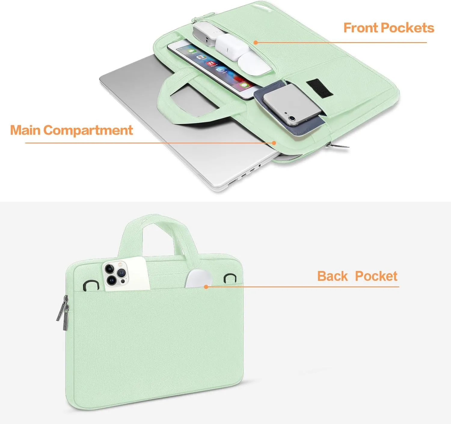 MOSISO Laptop Shoulder Bag Compatible with MacBook Pro 16 inch 2023-2019 M3 A2991 M2 A2780 M1 A2485 A2141/Pro 15 A1398,15-15.6 inch Notebook,Polyester Flapover Briefcase Sleeve Case, Honeydew Green