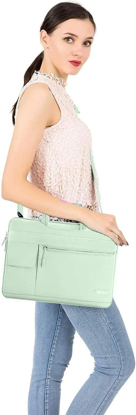 MOSISO Laptop Shoulder Bag Compatible with MacBook Pro 16 inch 2023-2019 M3 A2991 M2 A2780 M1 A2485 A2141/Pro 15 A1398,15-15.6 inch Notebook,Polyester Flapover Briefcase Sleeve Case, Honeydew Green