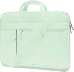 MOSISO Laptop Shoulder Bag Compatible with MacBook Pro 16 inch 2023-2019 M3 A2991 M2 A2780 M1 A2485 A2141/Pro 15 A1398,15-15.6 inch Notebook,Polyester Flapover Briefcase Sleeve Case, Honeydew Green