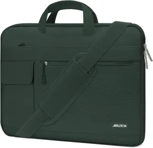 MOSISO Laptop Shoulder Bag Compatible with MacBook Pro 16 inch 2023-2019 M3 A2991 M2 A2780 M1 A2485 A2141/Pro 15 A1398,15-15.6 inch Notebook,Polyester Flapover Briefcase Sleeve Case, Midnight Green