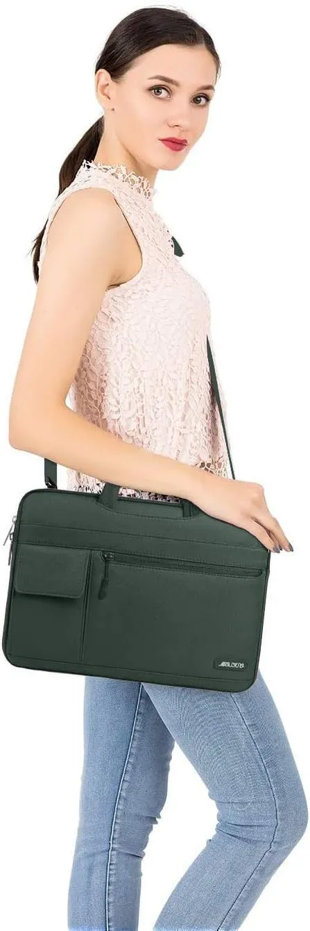 MOSISO Laptop Shoulder Bag Compatible with MacBook Pro 16 inch 2023-2019 M3 A2991 M2 A2780 M1 A2485 A2141/Pro 15 A1398,15-15.6 inch Notebook,Polyester Flapover Briefcase Sleeve Case, Midnight Green