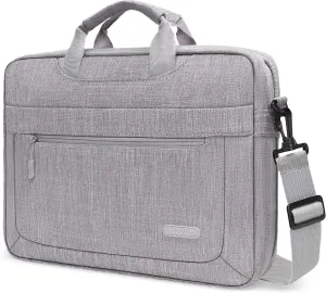 MOSISO Laptop Shoulder Bag - Messenger for MacBook Air/Pro, 13-13.3 & 14-inch Notebooks (M1, M2, M3) with Adjustable Depth, Light Gray