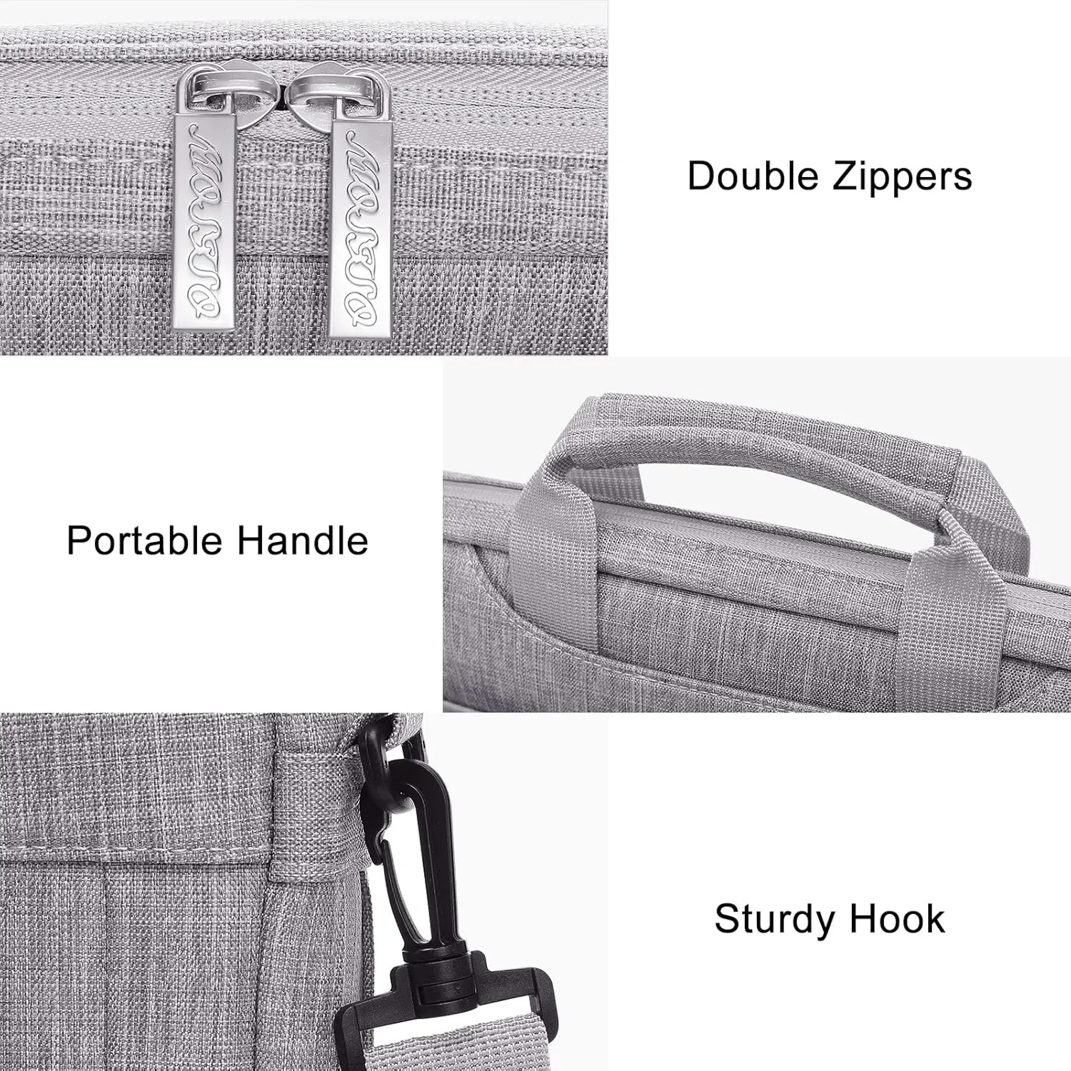 MOSISO Laptop Shoulder Bag - Messenger for MacBook Air/Pro, 13-13.3 & 14-inch Notebooks (M1, M2, M3) with Adjustable Depth, Light Gray