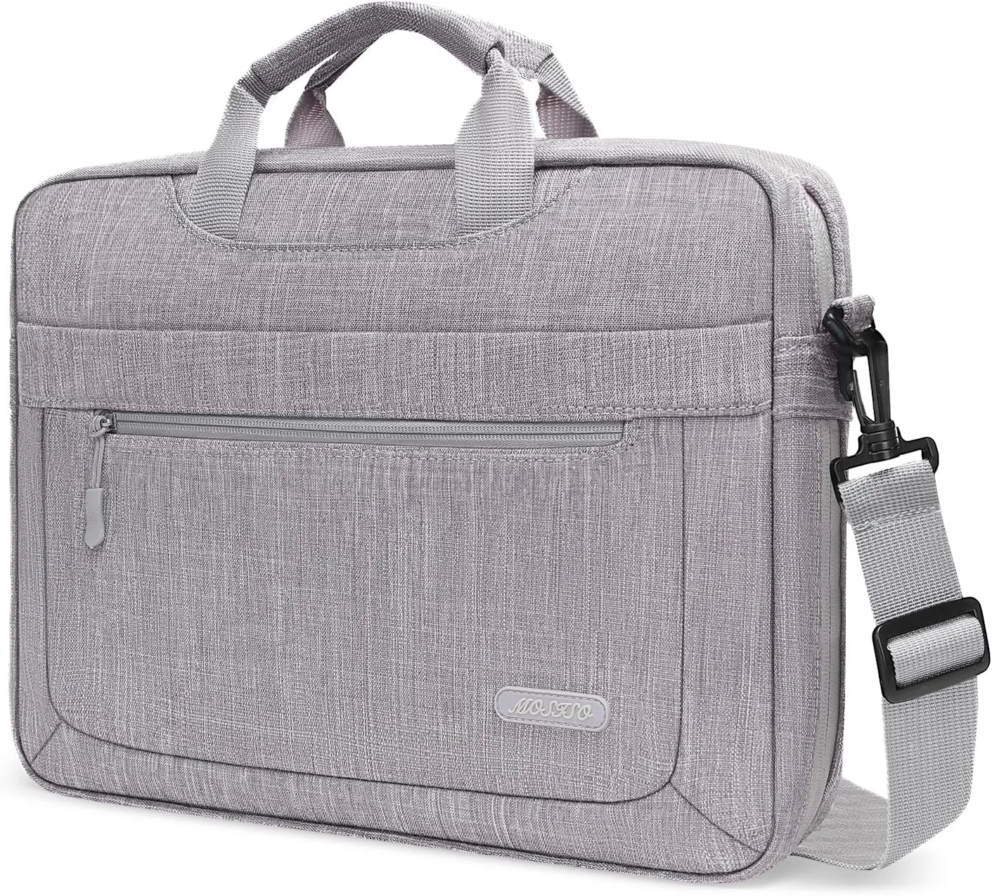 MOSISO Laptop Shoulder Bag - Messenger for MacBook Air/Pro, 13-13.3 & 14-inch Notebooks (M1, M2, M3) with Adjustable Depth, Light Gray