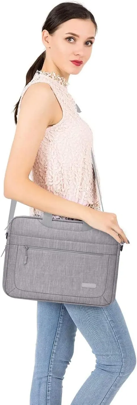 MOSISO Laptop Shoulder Bag - Messenger for MacBook Air/Pro, 13-13.3 & 14-inch Notebooks (M1, M2, M3) with Adjustable Depth, Light Gray