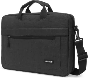 MOSISO Laptop Shoulder Messenger Bag Compatible with MacBook Air 15 inch M2 A2941/Pro 16 inch M3 A2991 M2 A2780 M1 A2485 A2141,15-15.6 inch Notebook with Adjustable Depth at Bottom, Black