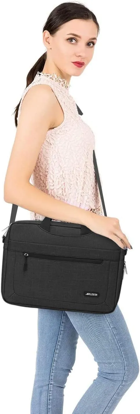 MOSISO Laptop Shoulder Messenger Bag Compatible with MacBook Air 15 inch M2 A2941/Pro 16 inch M3 A2991 M2 A2780 M1 A2485 A2141,15-15.6 inch Notebook with Adjustable Depth at Bottom, Black