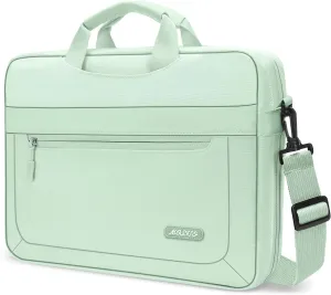 MOSISO Laptop Shoulder Messenger Bag Compatible with MacBook Air 15 inch M2 A2941/Pro 16 inch M3 A2991 M2 A2780 M1 A2485 A2141,15-15.6 inch Notebook with Adjustable Depth at Bottom, Honeydew Green