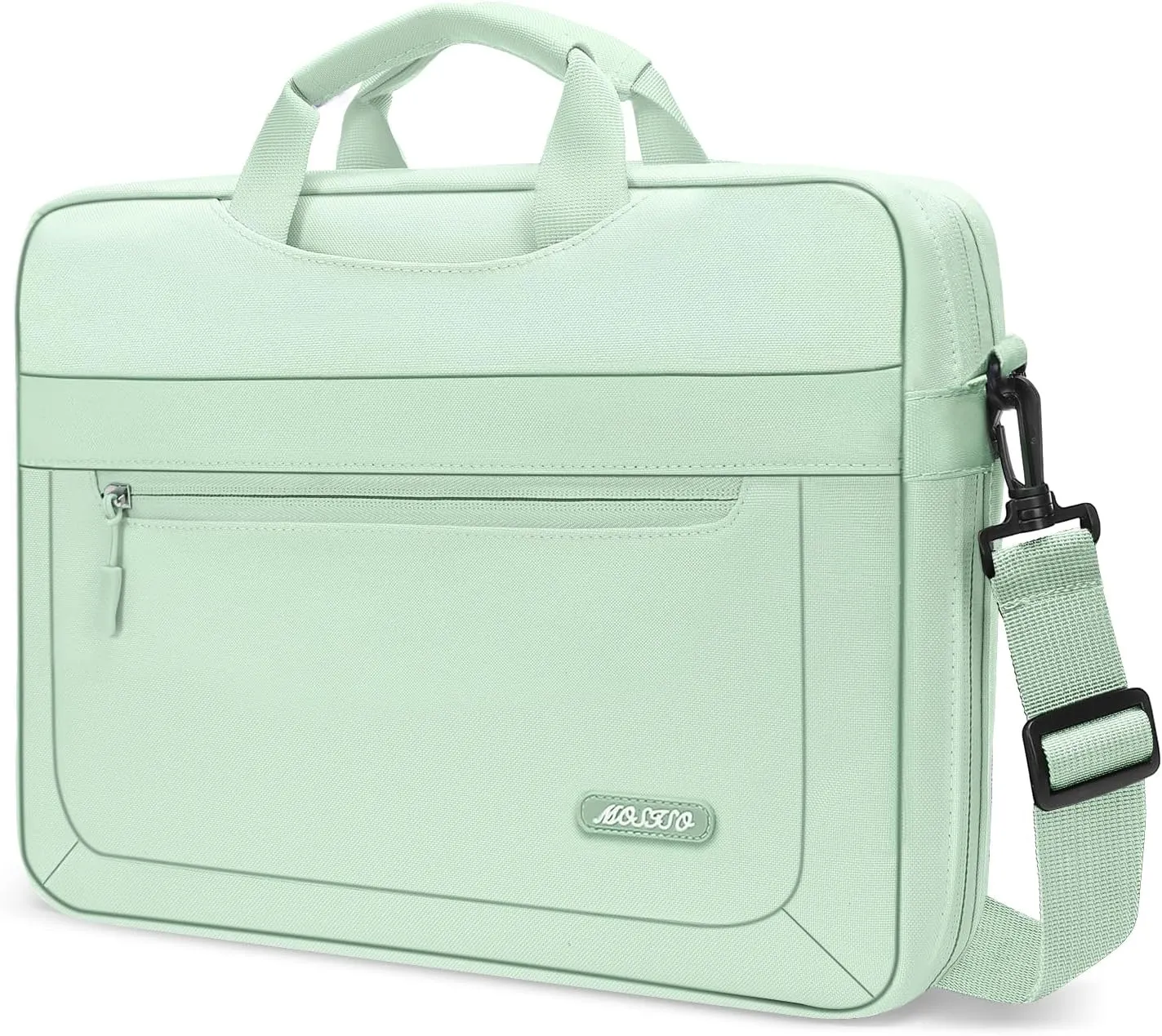 MOSISO Laptop Shoulder Messenger Bag Compatible with MacBook Air 15 inch M2 A2941/Pro 16 inch M3 A2991 M2 A2780 M1 A2485 A2141,15-15.6 inch Notebook with Adjustable Depth at Bottom, Honeydew Green