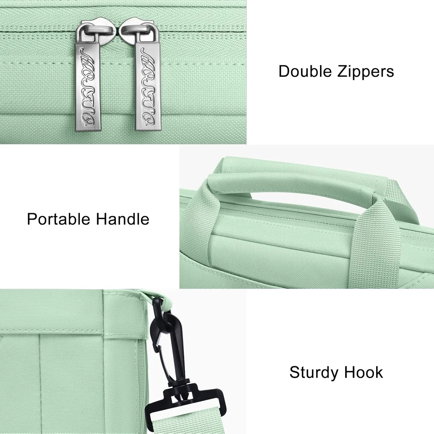 MOSISO Laptop Shoulder Messenger Bag Compatible with MacBook Air 15 inch M2 A2941/Pro 16 inch M3 A2991 M2 A2780 M1 A2485 A2141,15-15.6 inch Notebook with Adjustable Depth at Bottom, Honeydew Green