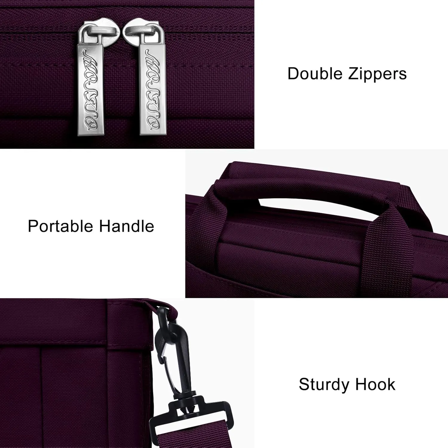 MOSISO Laptop Shoulder Messenger Bag Compatible with MacBook Air 15 inch M2 A2941/Pro 16 inch M3 A2991 M2 A2780 M1 A2485 A2141,15-15.6 inch Notebook with Adjustable Depth at Bottom, Magenta Purple